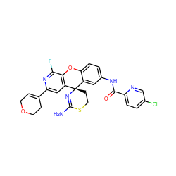 NC1=N[C@@]2(CCS1)c1cc(NC(=O)c3ccc(Cl)cn3)ccc1Oc1c2cc(C2=CCOCC2)nc1F ZINC000205159987