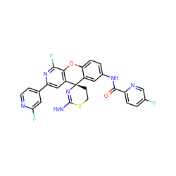 NC1=N[C@@]2(CCS1)c1cc(NC(=O)c3ccc(F)cn3)ccc1Oc1c2cc(-c2ccnc(F)c2)nc1F ZINC000205160038