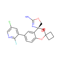 NC1=N[C@@]2(CO1)c1cc(-c3cc(Cl)cnc3F)ccc1OC1(CCC1)C21COC1 ZINC000149402375