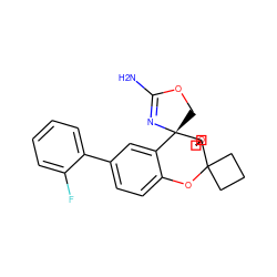 NC1=N[C@@]2(CO1)c1cc(-c3ccccc3F)ccc1OC1(CCC1)C21COC1 ZINC000149411385