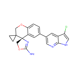 NC1=N[C@@]2(CO1)c1cc(-c3cnc4[nH]cc(Cl)c4c3)ccc1OCC21CC1 ZINC000220977526