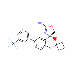 NC1=N[C@@]2(CO1)c1cc(-c3cncc(C(F)(F)F)c3)ccc1OC1(CCC1)C21COC1 ZINC000149317972