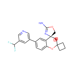 NC1=N[C@@]2(CO1)c1cc(-c3cncc(C(F)F)c3)ccc1OC1(CCC1)C21COC1 ZINC000149300497