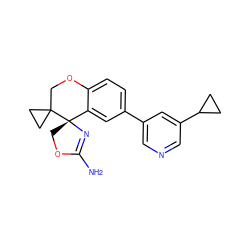 NC1=N[C@@]2(CO1)c1cc(-c3cncc(C4CC4)c3)ccc1OCC21CC1 ZINC000220713560