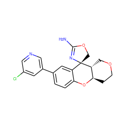 NC1=N[C@@]2(CO1)c1cc(-c3cncc(Cl)c3)ccc1O[C@@H]1CCOC[C@H]12 ZINC000103253328