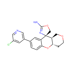 NC1=N[C@@]2(CO1)c1cc(-c3cncc(Cl)c3)ccc1O[C@H]1CCOC[C@@H]12 ZINC000103253326