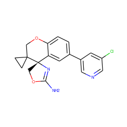 NC1=N[C@@]2(CO1)c1cc(-c3cncc(Cl)c3)ccc1OCC21CC1 ZINC000149299261