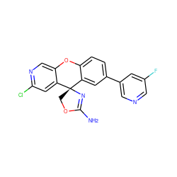 NC1=N[C@@]2(CO1)c1cc(-c3cncc(F)c3)ccc1Oc1cnc(Cl)cc12 ZINC000118748939