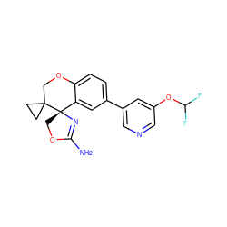 NC1=N[C@@]2(CO1)c1cc(-c3cncc(OC(F)F)c3)ccc1OCC21CC1 ZINC000149003236