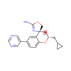 NC1=N[C@@]2(CO1)c1cc(-c3cncnc3)ccc1O[C@@H](CC1CC1)C21COC1 ZINC000220721216