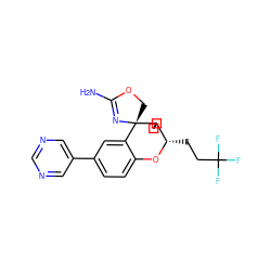 NC1=N[C@@]2(CO1)c1cc(-c3cncnc3)ccc1O[C@@H](CCC(F)(F)F)C21CCC1 ZINC000220716792