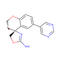 NC1=N[C@@]2(CO1)c1cc(-c3cncnc3)ccc1OC[C@]21CCCO1 ZINC000220717394