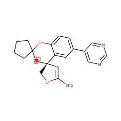 NC1=N[C@@]2(CO1)c1cc(-c3cncnc3)ccc1OC1(CCCC1)C21COC1 ZINC000149271663