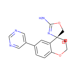 NC1=N[C@@]2(CO1)c1cc(-c3cncnc3)ccc1OCC21COC1 ZINC000220713399