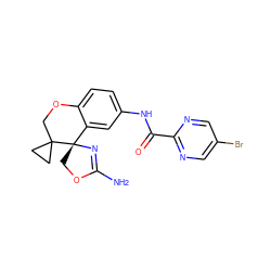 NC1=N[C@@]2(CO1)c1cc(NC(=O)c3ncc(Br)cn3)ccc1OCC21CC1 ZINC000149354657