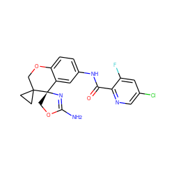 NC1=N[C@@]2(CO1)c1cc(NC(=O)c3ncc(Cl)cc3F)ccc1OCC21CC1 ZINC000149274007