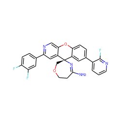 NC1=N[C@@]2(COCC1)c1cc(-c3cccnc3F)ccc1Oc1cnc(-c3ccc(F)c(F)c3)cc12 ZINC000221317178