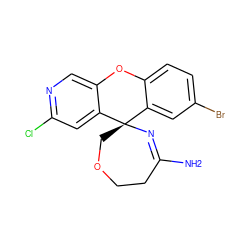 NC1=N[C@@]2(COCC1)c1cc(Br)ccc1Oc1cnc(Cl)cc12 ZINC000143514240