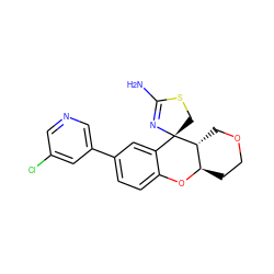 NC1=N[C@@]2(CS1)c1cc(-c3cncc(Cl)c3)ccc1O[C@@H]1CCOC[C@H]12 ZINC000103253340