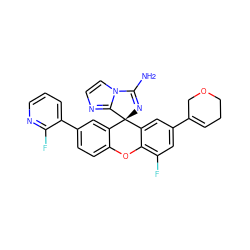 NC1=N[C@@]2(c3cc(-c4cccnc4F)ccc3Oc3c(F)cc(C4=CCCOC4)cc32)c2nccn21 ZINC000143922566