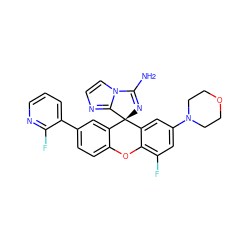 NC1=N[C@@]2(c3cc(-c4cccnc4F)ccc3Oc3c(F)cc(N4CCOCC4)cc32)c2nccn21 ZINC000147937290