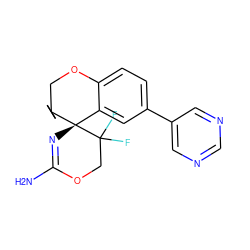 NC1=N[C@@]2(c3cc(-c4cncnc4)ccc3OCC23CC3)C(F)(F)CO1 ZINC000149270349