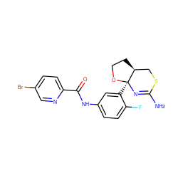 NC1=N[C@@]2(c3cc(NC(=O)c4ccc(Br)cn4)ccc3F)OCC[C@H]2CS1 ZINC000145711034