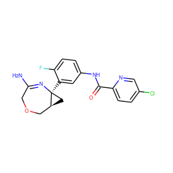 NC1=N[C@@]2(c3cc(NC(=O)c4ccc(Cl)cn4)ccc3F)C[C@H]2COC1 ZINC000096929369