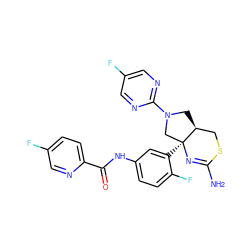 NC1=N[C@@]2(c3cc(NC(=O)c4ccc(F)cn4)ccc3F)CN(c3ncc(F)cn3)C[C@H]2CS1 ZINC000225744383