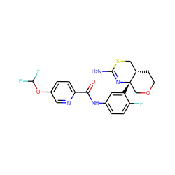 NC1=N[C@@]2(c3cc(NC(=O)c4ccc(OC(F)F)cn4)ccc3F)COCC[C@H]2CS1 ZINC000140596983