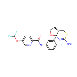 NC1=N[C@@]2(c3cc(NC(=O)c4ccc(OC(F)F)cn4)ccc3F)OCC[C@H]2CS1 ZINC000144378167