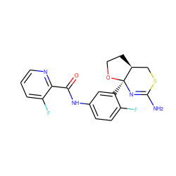 NC1=N[C@@]2(c3cc(NC(=O)c4ncccc4F)ccc3F)OCC[C@H]2CS1 ZINC000145712744