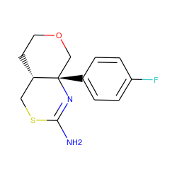 NC1=N[C@@]2(c3ccc(F)cc3)COCC[C@H]2CS1 ZINC000169711626