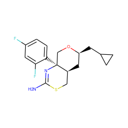 NC1=N[C@@]2(c3ccc(F)cc3F)CO[C@@H](CC3CC3)C[C@H]2CS1 ZINC000209346177