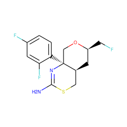 NC1=N[C@@]2(c3ccc(F)cc3F)CO[C@@H](CF)C[C@H]2CS1 ZINC000169711643