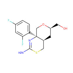 NC1=N[C@@]2(c3ccc(F)cc3F)CO[C@@H](CO)C[C@H]2CS1 ZINC000169711642