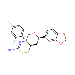 NC1=N[C@@]2(c3ccc(F)cc3F)CO[C@@H](c3ccc4c(c3)OCO4)C[C@H]2CS1 ZINC000221143117