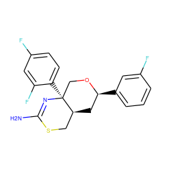 NC1=N[C@@]2(c3ccc(F)cc3F)CO[C@@H](c3cccc(F)c3)C[C@H]2CS1 ZINC000221036654