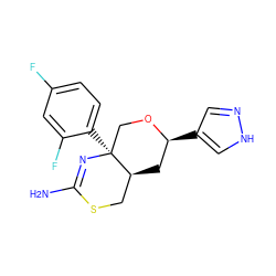 NC1=N[C@@]2(c3ccc(F)cc3F)CO[C@@H](c3cn[nH]c3)C[C@H]2CS1 ZINC000230498999