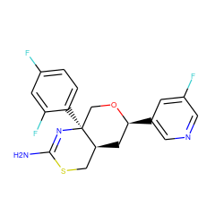 NC1=N[C@@]2(c3ccc(F)cc3F)CO[C@@H](c3cncc(F)c3)C[C@H]2CS1 ZINC000169708462