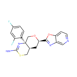 NC1=N[C@@]2(c3ccc(F)cc3F)CO[C@@H](c3nc4cnccc4o3)C[C@H]2CS1 ZINC000169708472