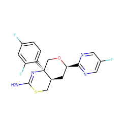 NC1=N[C@@]2(c3ccc(F)cc3F)CO[C@@H](c3ncc(F)cn3)C[C@H]2CS1 ZINC000146170263