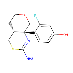 NC1=N[C@@]2(c3ccc(O)cc3F)COCC[C@H]2CS1 ZINC000169711633