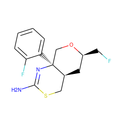 NC1=N[C@@]2(c3ccccc3F)CO[C@@H](CF)C[C@H]2CS1 ZINC000169711644