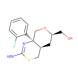 NC1=N[C@@]2(c3ccccc3F)CO[C@@H](CO)C[C@H]2CS1 ZINC000117576711