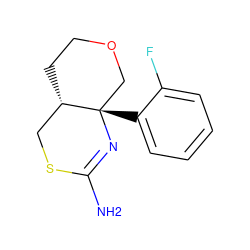 NC1=N[C@@]2(c3ccccc3F)COCC[C@H]2CS1 ZINC000148320892