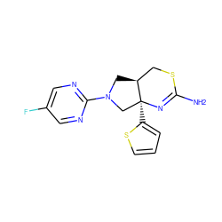 NC1=N[C@@]2(c3cccs3)CN(c3ncc(F)cn3)C[C@H]2CS1 ZINC000169703443