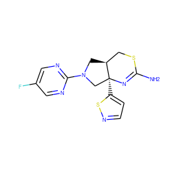 NC1=N[C@@]2(c3ccns3)CN(c3ncc(F)cn3)C[C@H]2CS1 ZINC000169703444