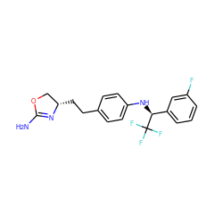 NC1=N[C@@H](CCc2ccc(N[C@@H](c3cccc(F)c3)C(F)(F)F)cc2)CO1 ZINC000169701200