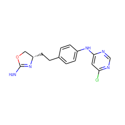 NC1=N[C@@H](CCc2ccc(Nc3cc(Cl)ncn3)cc2)CO1 ZINC000169701172